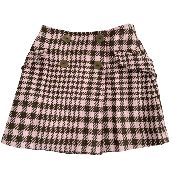 Lily GAUFRETTE HOUNDS TOOTH PINK AND BRIWN SZ: 5 elastic back waist - Picture 1 of 3